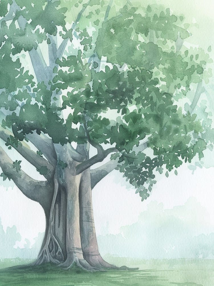 Banyan Tree Atmospheric Watercolour Painting 3