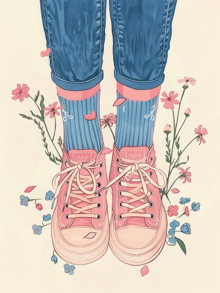 Pink Sneakers And Flowers 4