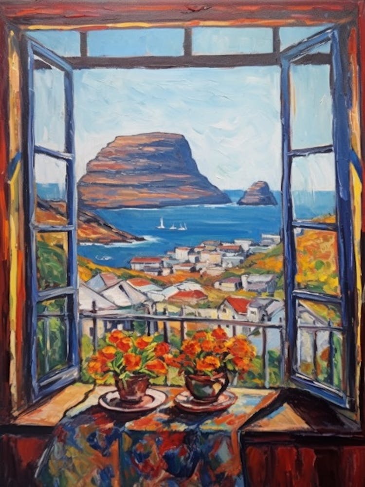Window View Of Cape Town In The Style Of Impressionism 1