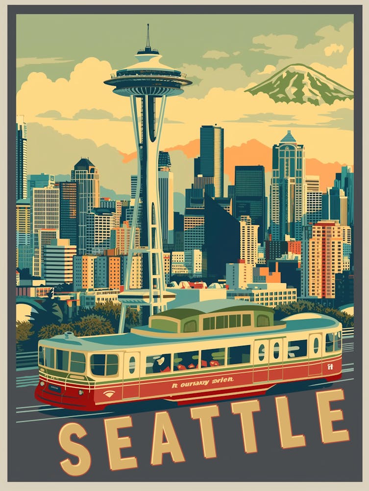 Seattle Vintage Travel Poster 1