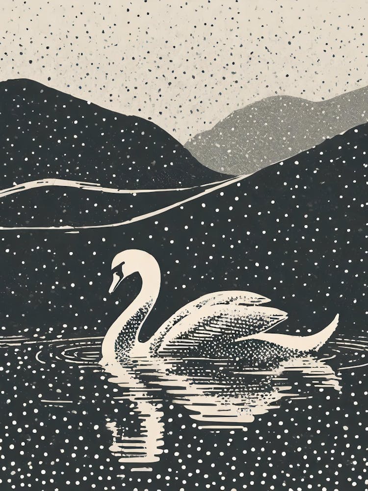 A Serene Swan Floating On A Misty Lake