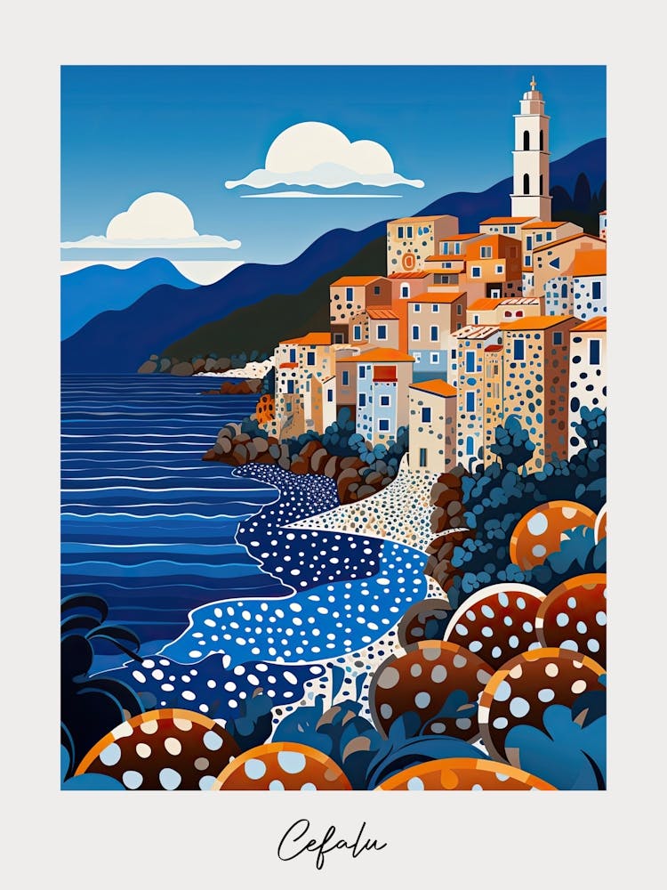 Poster Of Cefalu, Italy, Illustration In The Style Of Pop Art 3