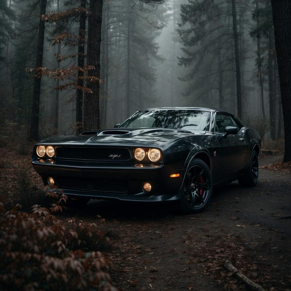 Dodge Challenger In The Forest