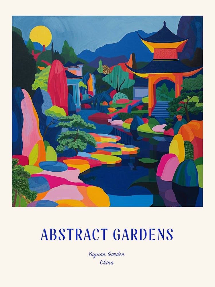 Colourful Gardens Yuyuan Garden China 2 Blue Poster