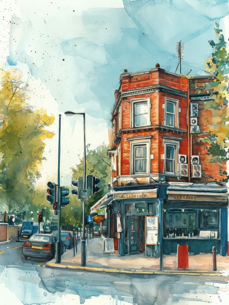 Haringey London Borough Straßen Aquarell 3