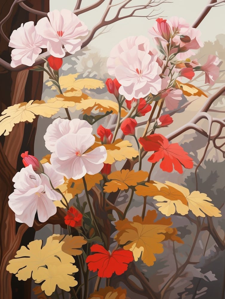 Geranium 3 Flower Painting