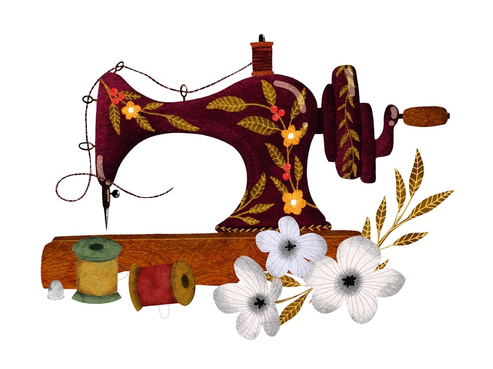 Antique Sewing Machine with pretty flowers