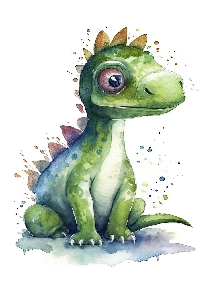 Edmontosaurus Cute Dinosaur Watercolour 3