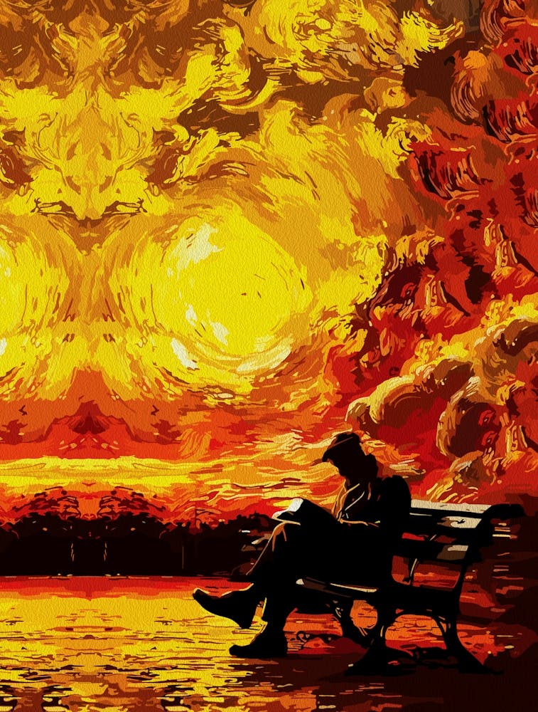 Lost In Thought – Surreal Sunset Reflection
