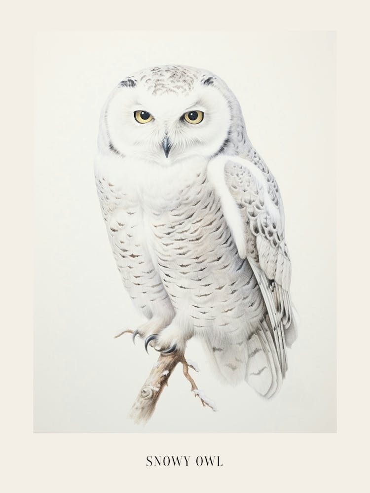 Vintage Vogelzeichnung Schneeeule 4 Poster