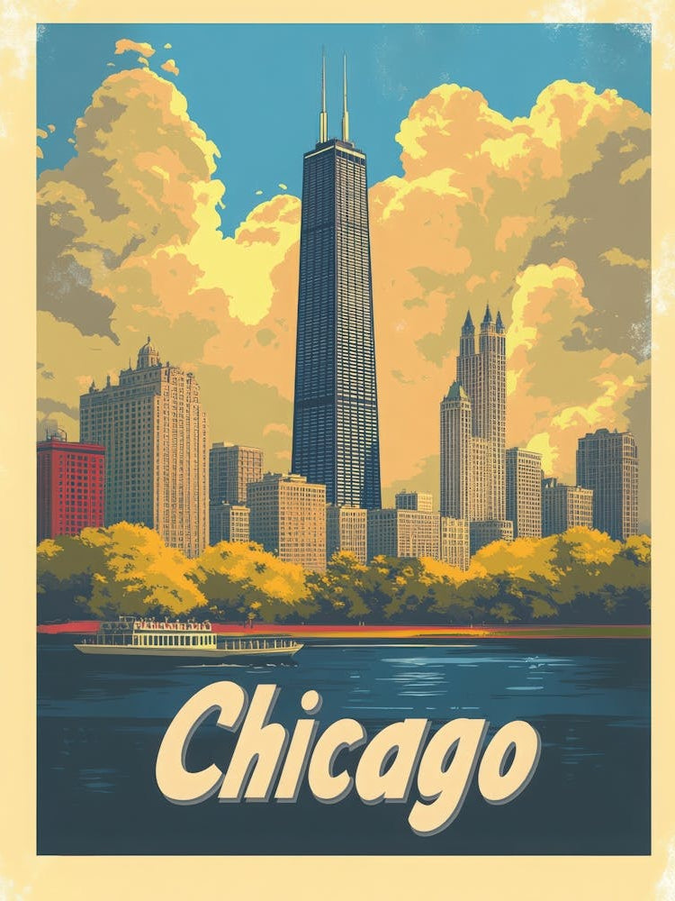 Aihrgdesign A Vintage Travel Poster Of Chicago Featuring The 6
