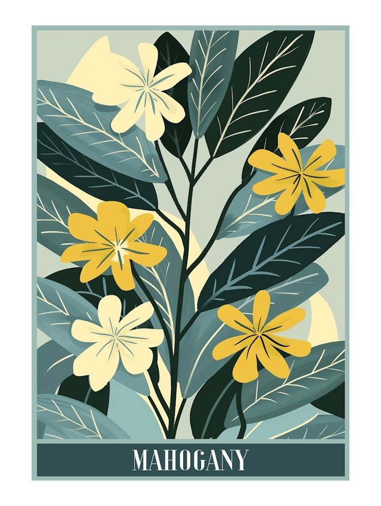 Mahogany Tree Flat Illustration 7 Poster