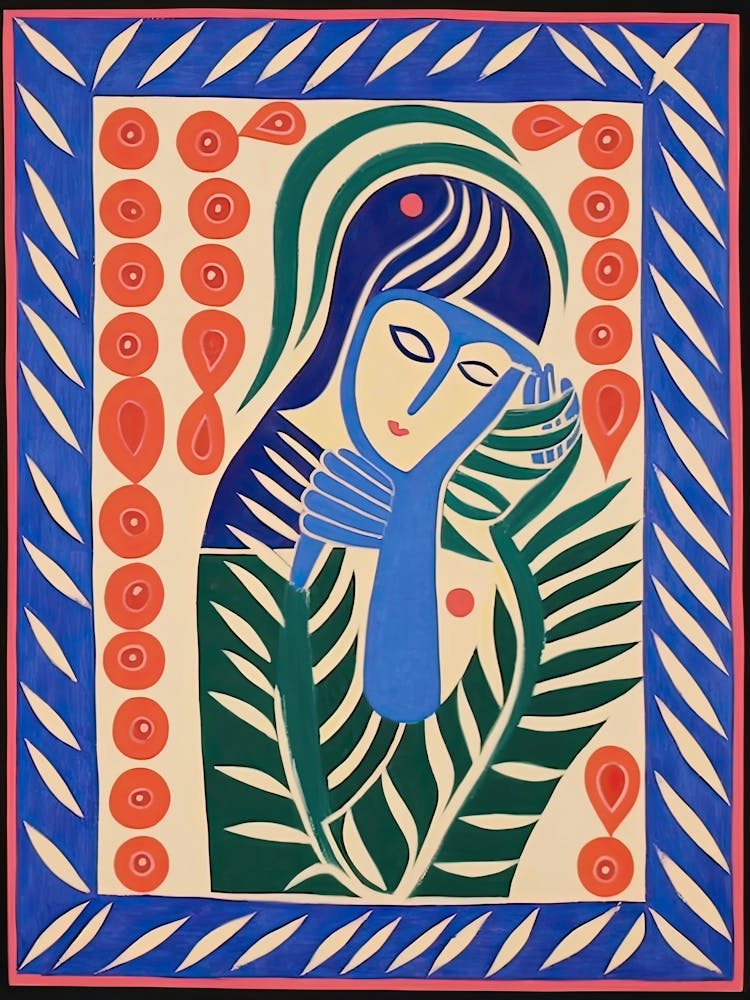 Folk Abstract Face Illustration 2