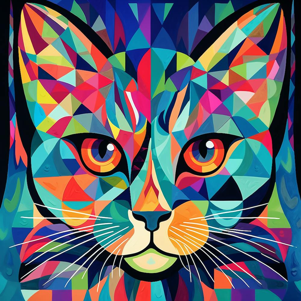 Geometric Cat Painting