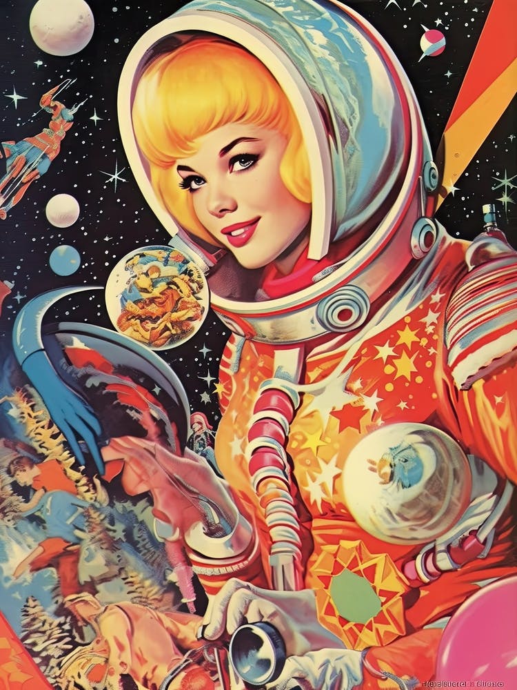 Vintage Astronaut Girl Kitsch 4