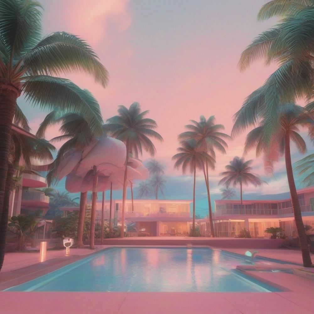 Piscine avec Palmiers