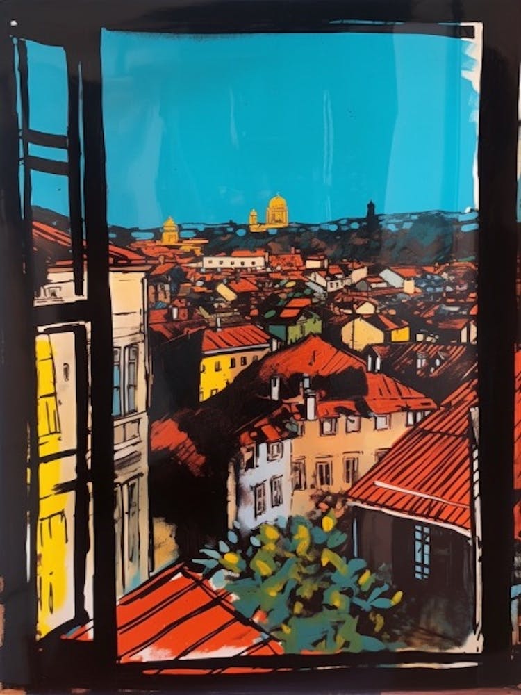 A Window View Of Prague In The Style Of Pop Art 1