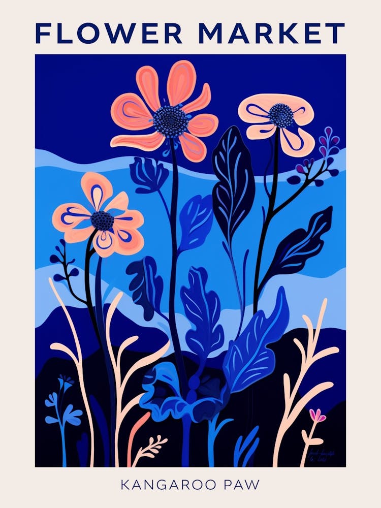 Affiche Marché Aux Fleurs Bleues Patte de Kangourou 2