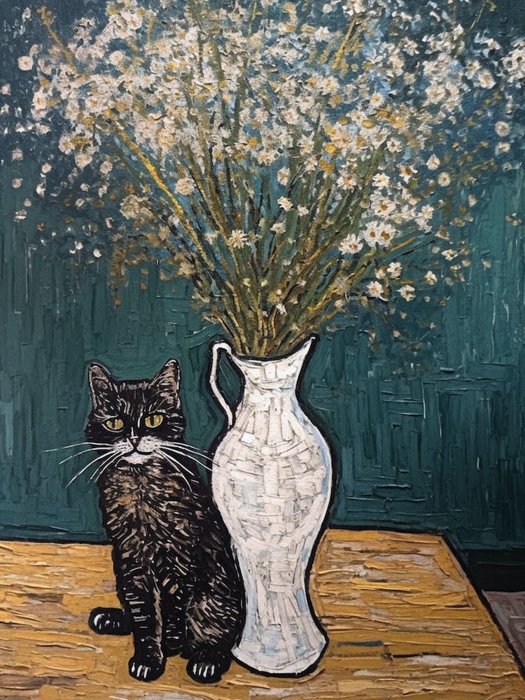 Katze mit Gänseblümchen