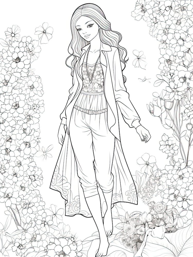 Bloom Body Girl Line Art 23