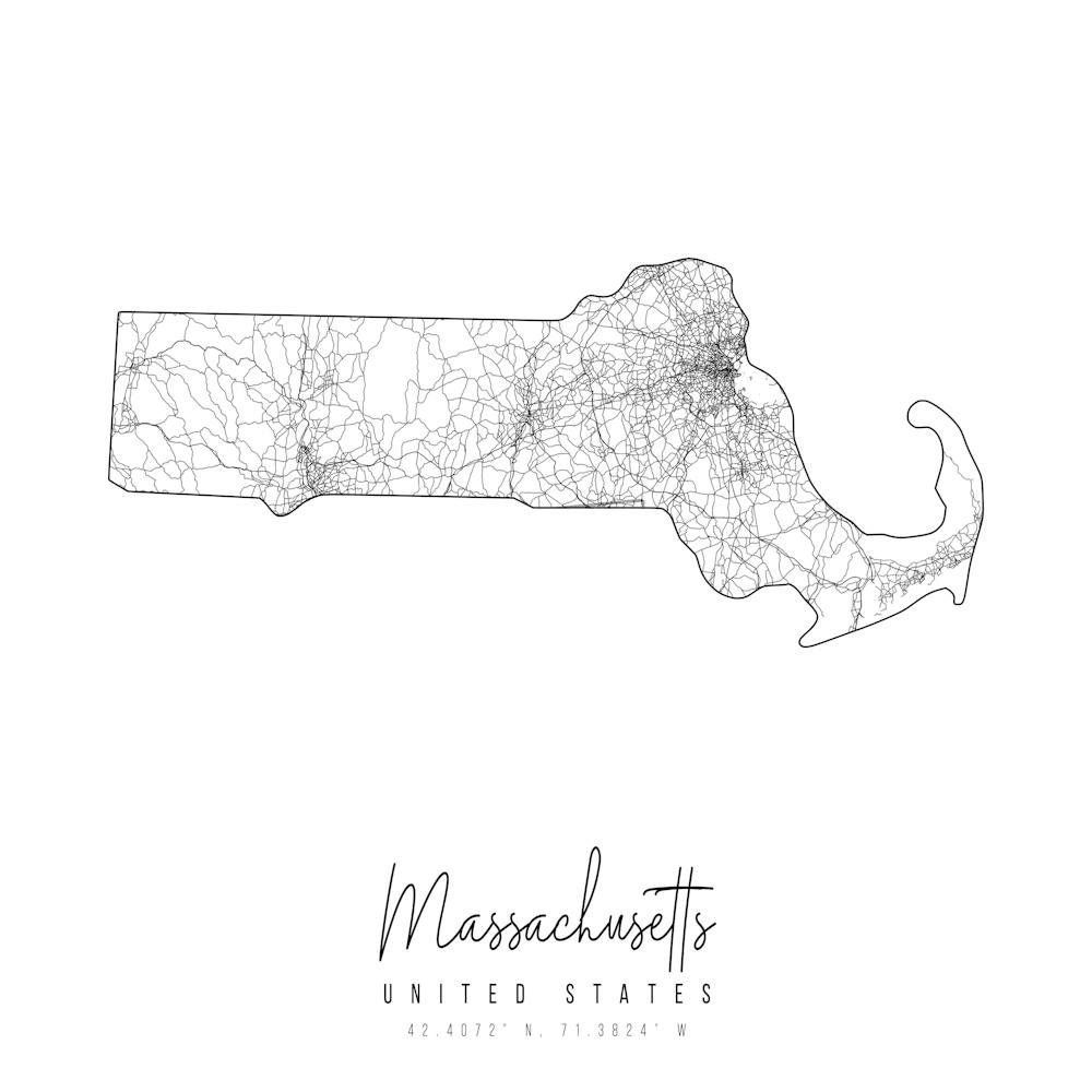 Massachusetts Minimal Street Map Square
