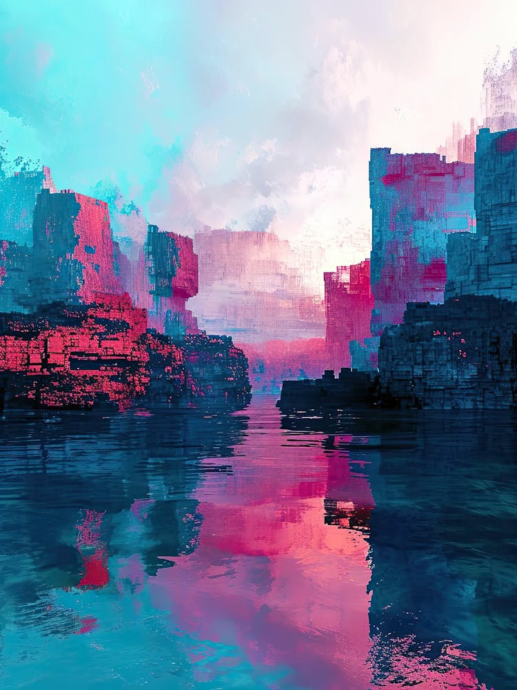 Abstract Landscape Painting | Pixel Minimalism Art Series