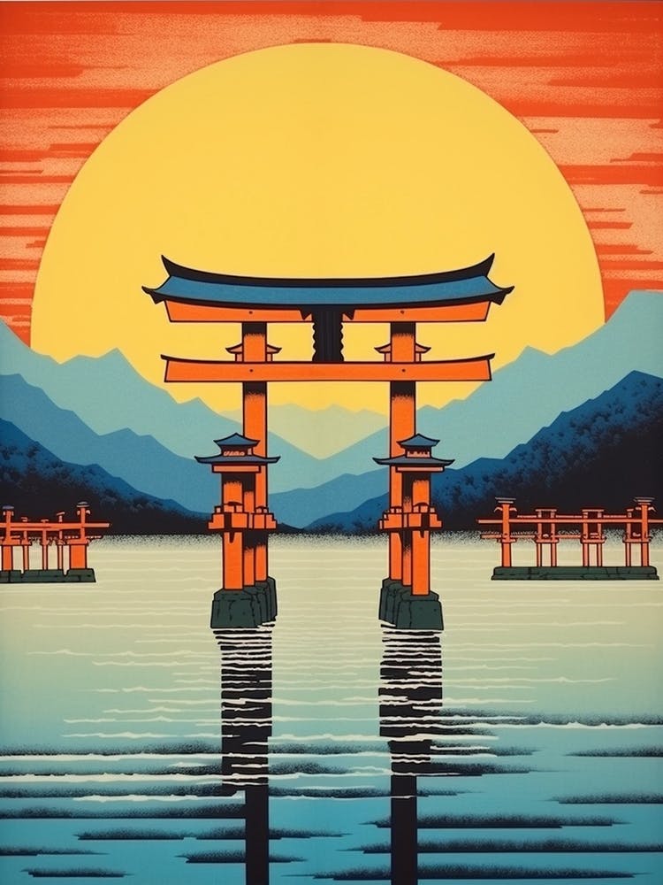 Itsukushima Shrine Japan Vintage Travel Art 1
