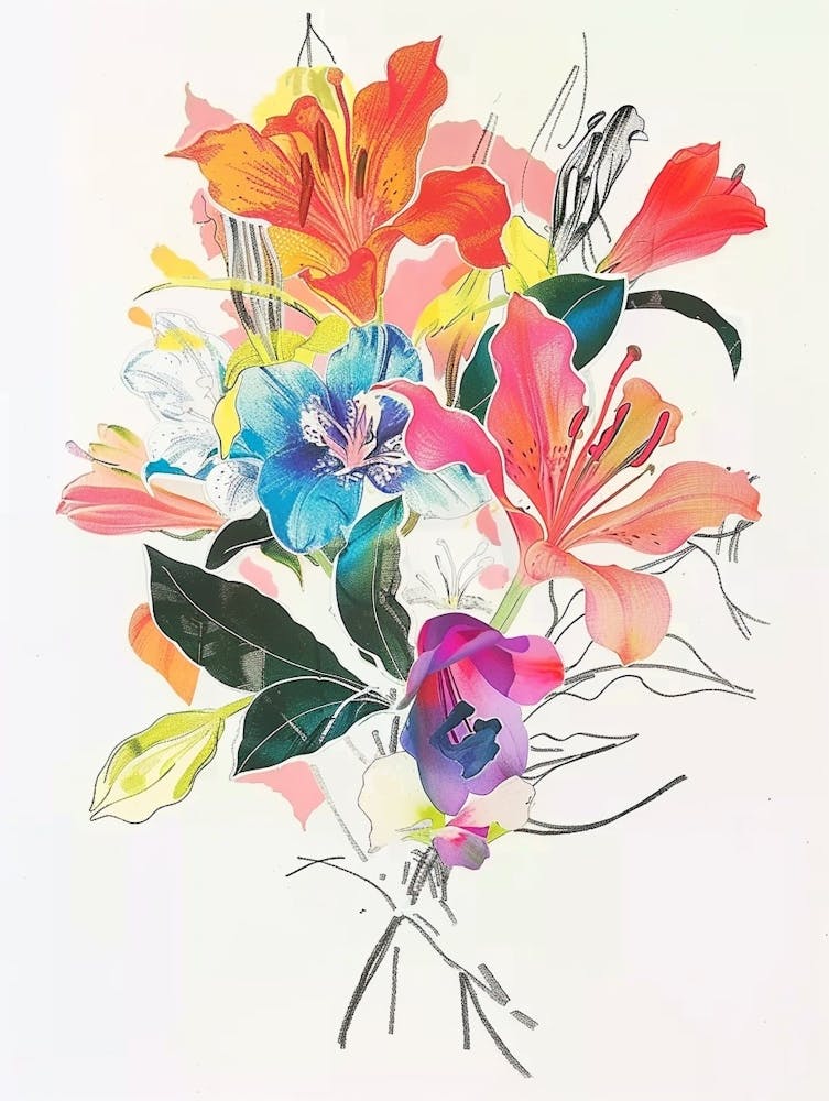 Gloriosa Lily 1 Collage Flower Bouquet