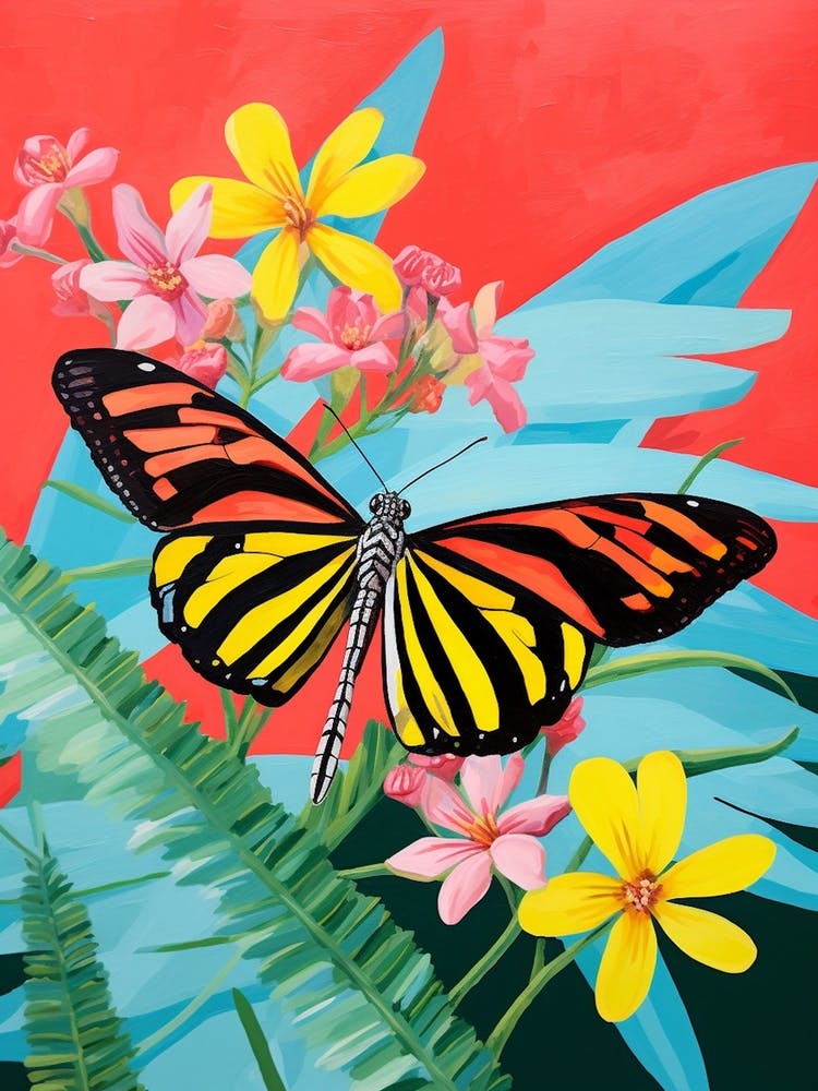 Pop Art Zebra Longwing Butterfly  1