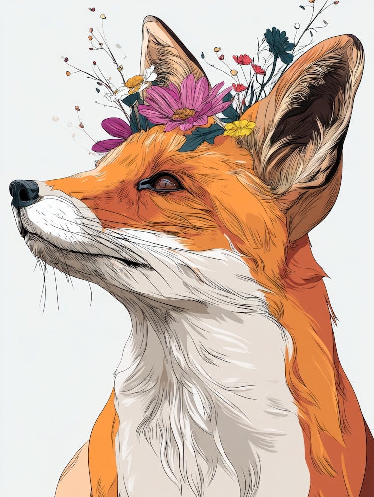 Fox With Flowers 4