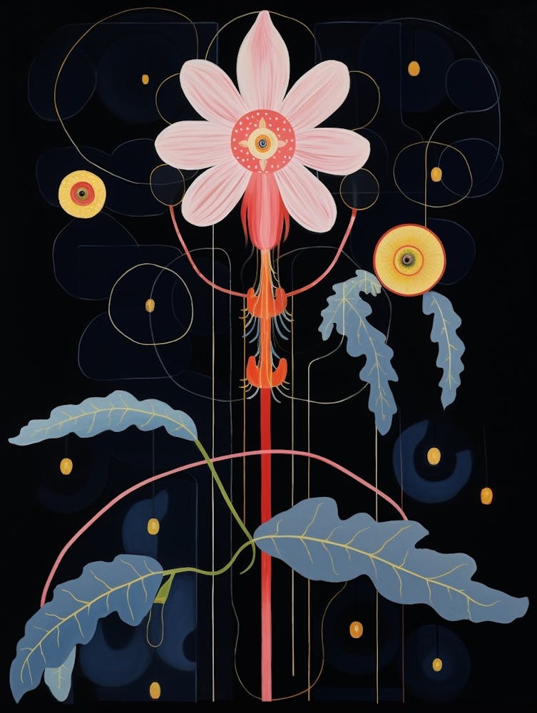 Monkey Orchid 3 Hilma Af Klint Inspired Flower Illustration
