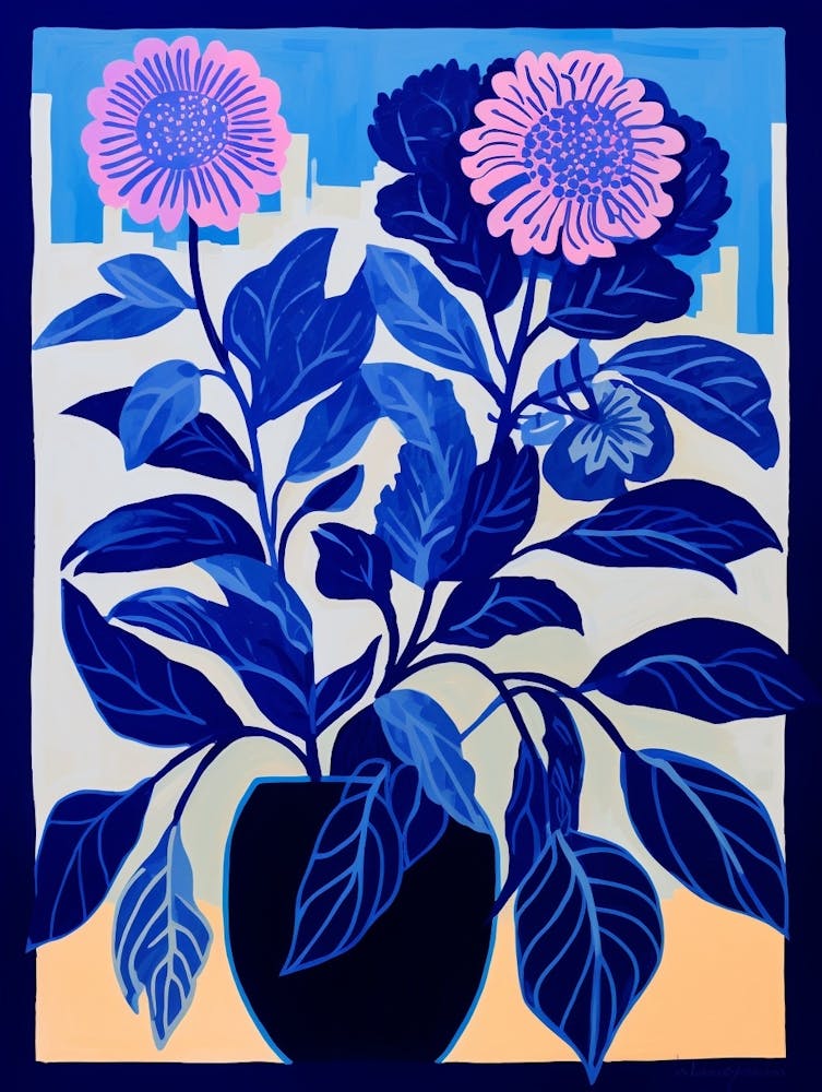 Blue Flower Illustration Globe Amaranth 1