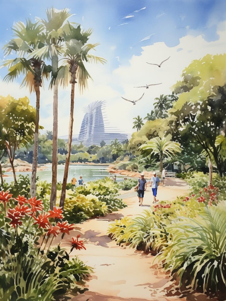 Gardens By The Bay Singapore Watercolour 2