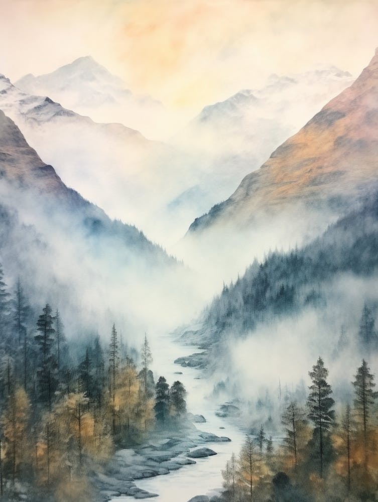 Autumn Forest Landscape The Mount Aspiring National Forest New Zealand