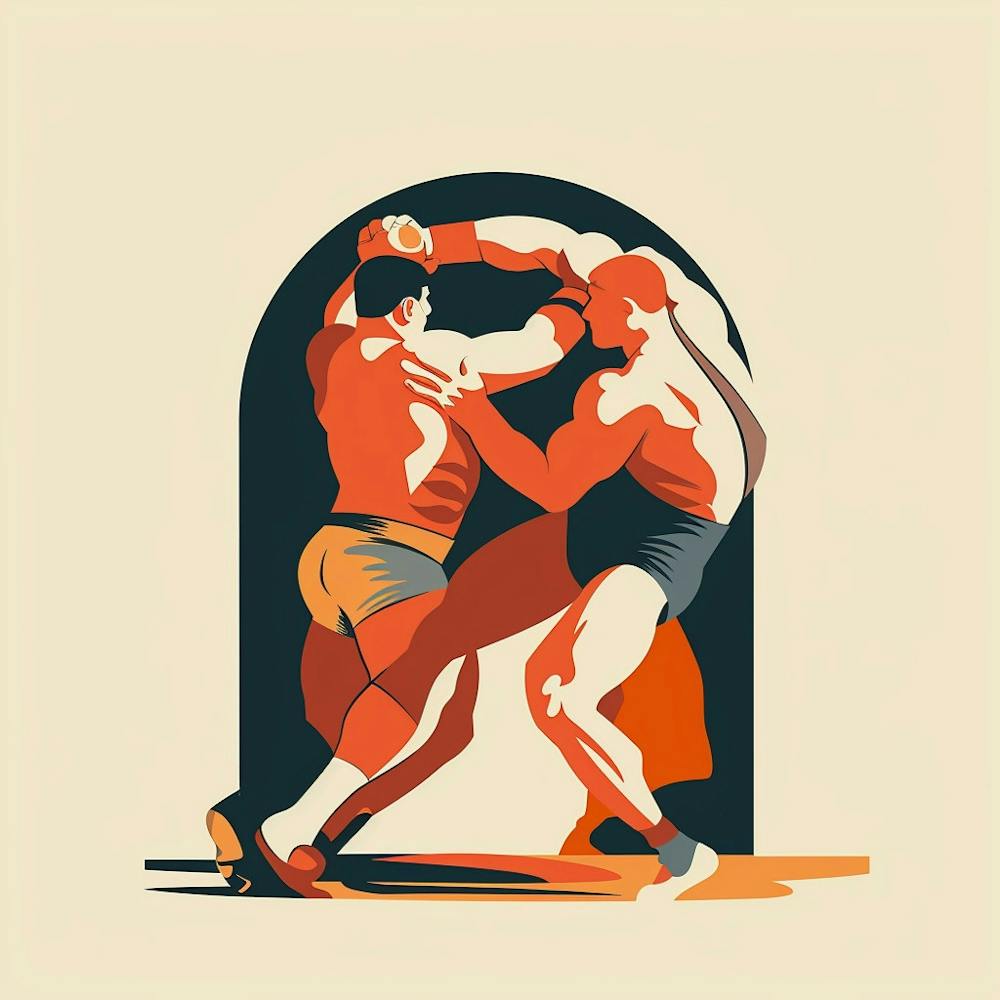 A Greco Roman Wrestling Minimal Illustration