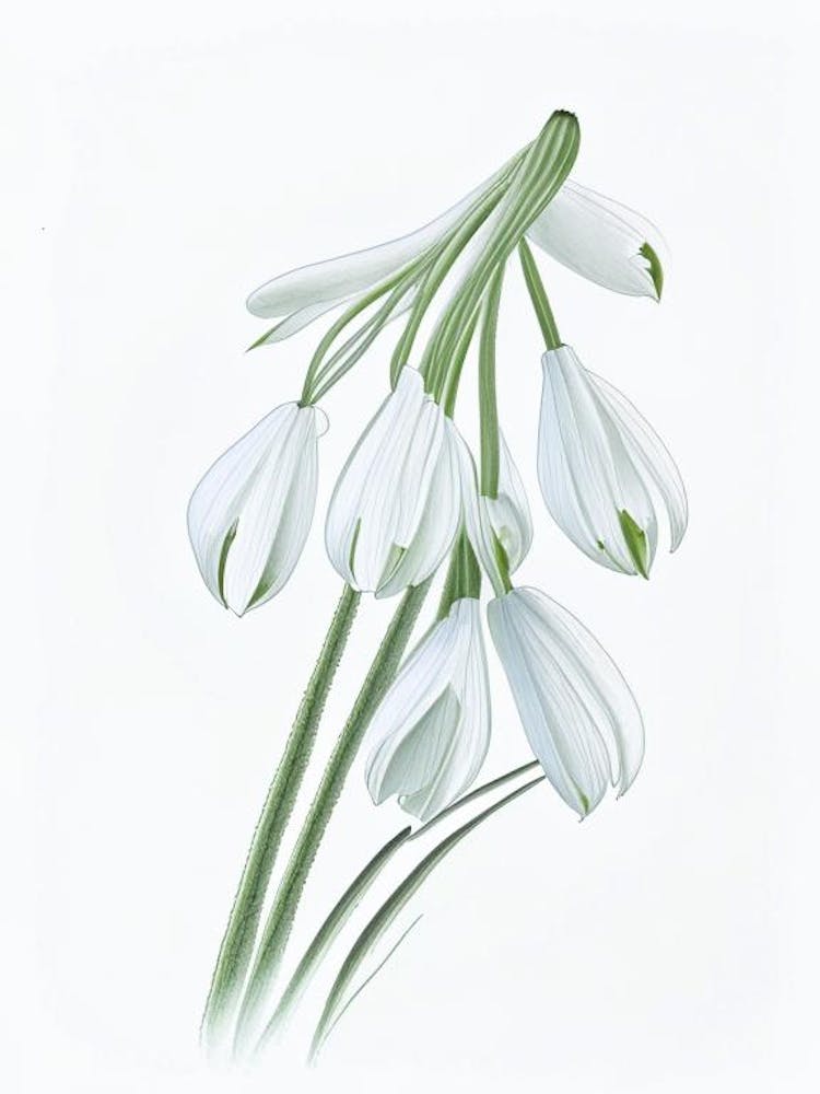 Snowdrop Floral Quentin Blake Inspired Illustration 1 Flower