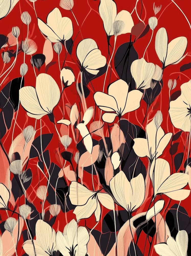 Rote Blumen auf rotem Hintergrund