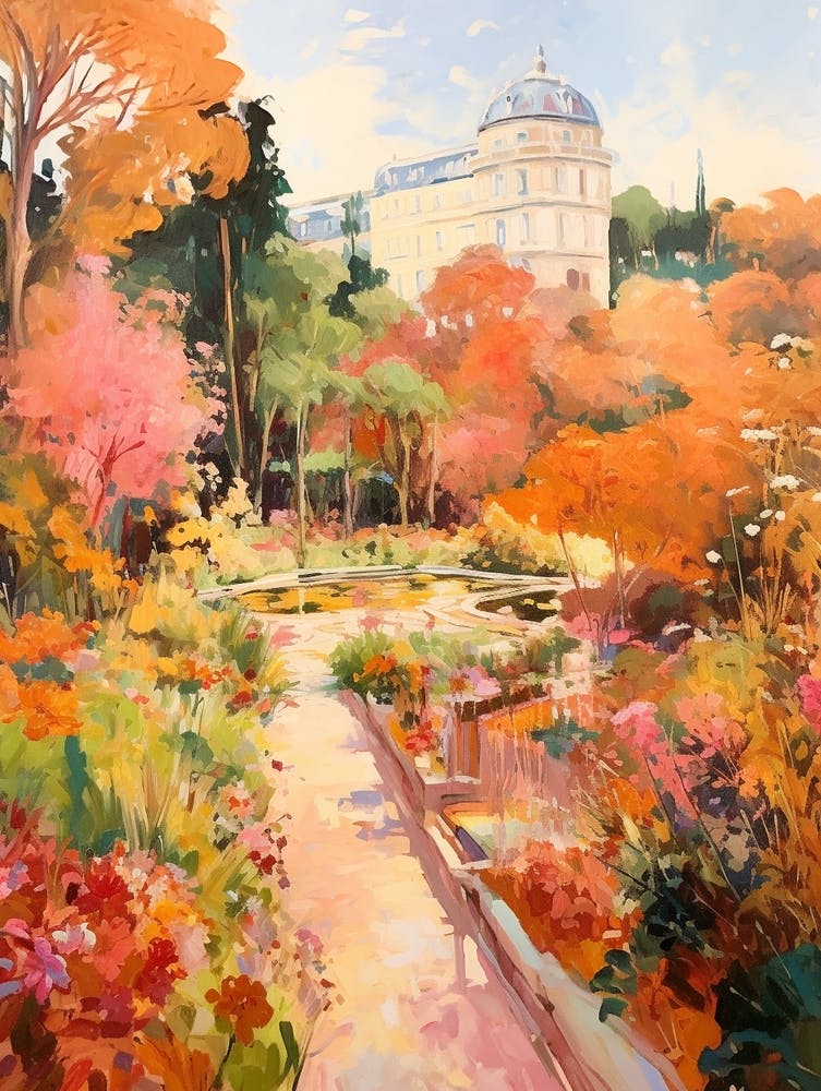 Autumn Gardens Painting Versailles Gardens France 3