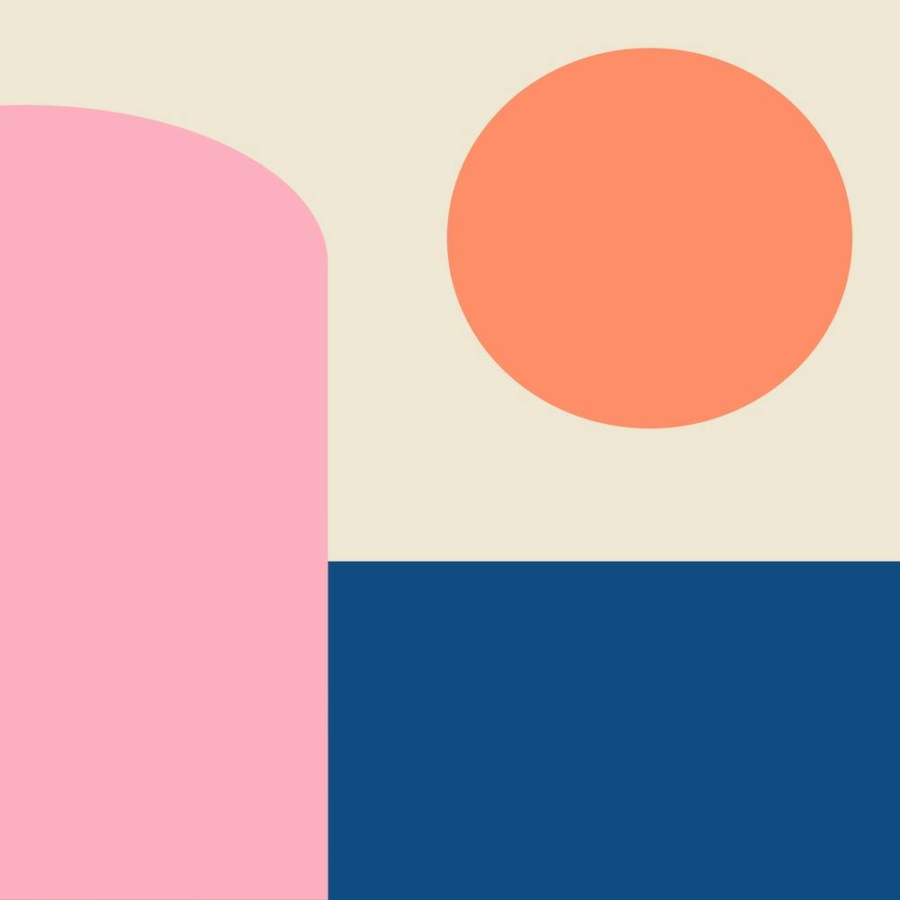 Simple Modern Geometric Shapes in Blue Orange and Pink
