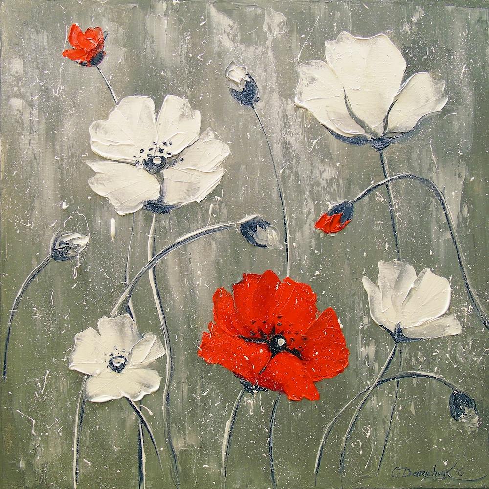 White and red poppies