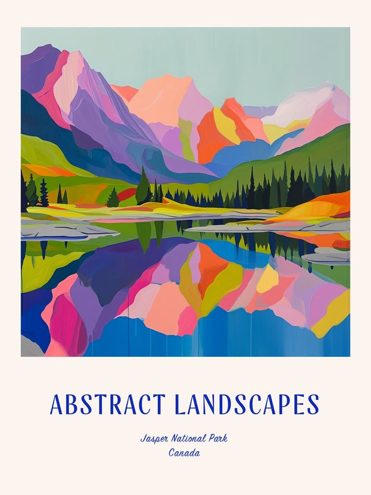 Colourful Abstract Jasper National Park Canada 1 Poster Blue