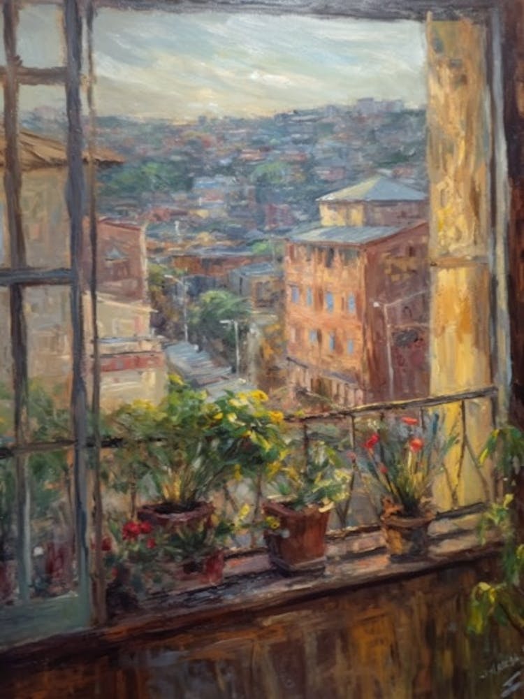 Fensterblick auf Sydney im Stil des Impressionismus 3