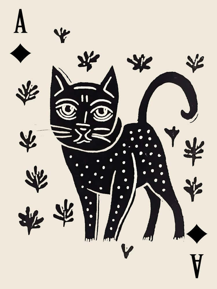 Playing Cards Cat 1 Black And White 3