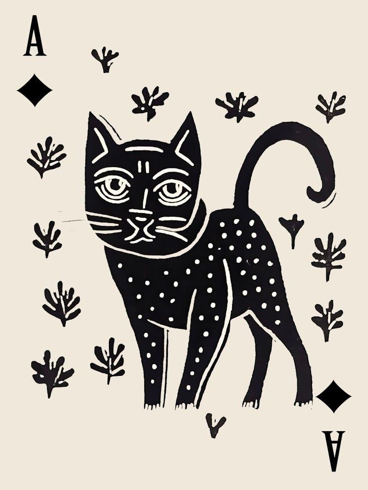 Playing Cards Cat 1 Black And White 3