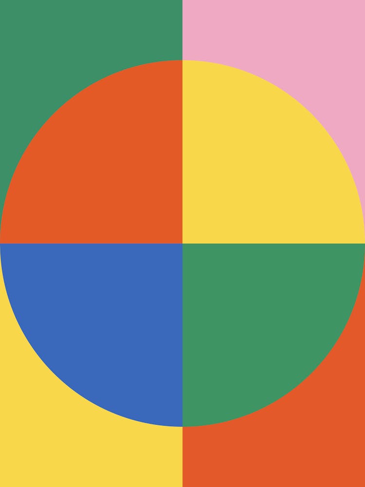 Bauhaus Abstract, Circles, geometric, vintage, 70s, 90s, mid-century, museum, boho, exhibition, contemporary, classic, colorful Pattern