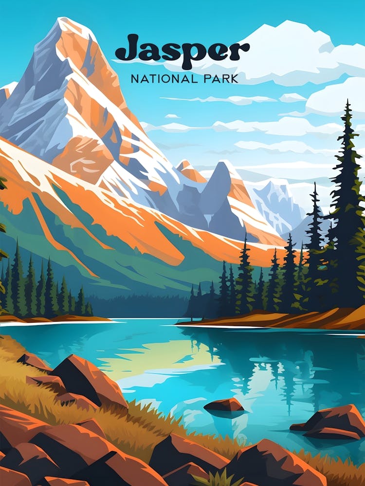Jasper National Park Alberta Canada Camping Travel Art