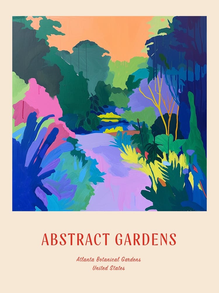 Colourful Gardens Atlanta Botanical Garden Usa 2 Red Poster