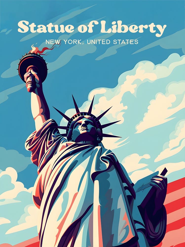 Statue of Liberty New York Freedom Modern Travel Illustration