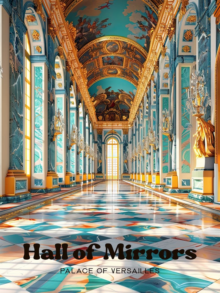 Hall Of Mirrors Palace Of Versailles Digital Travel Art