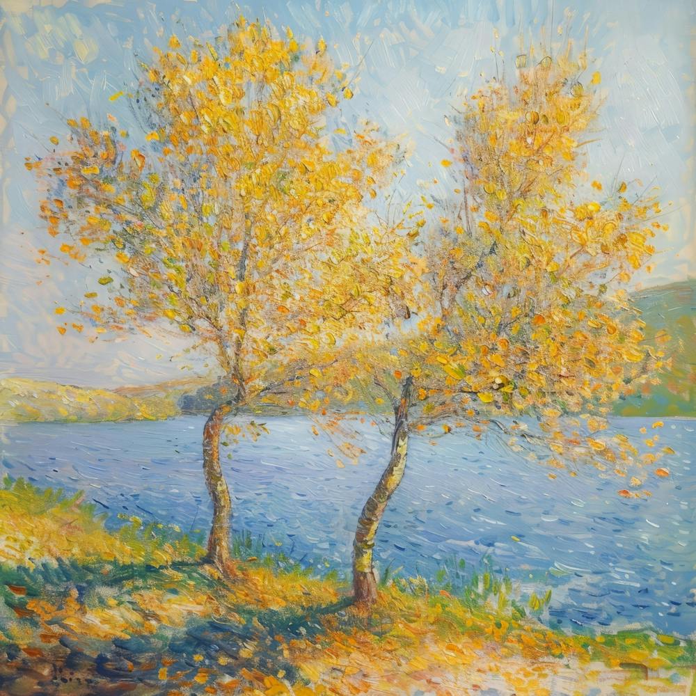 Two Trees By The Lake